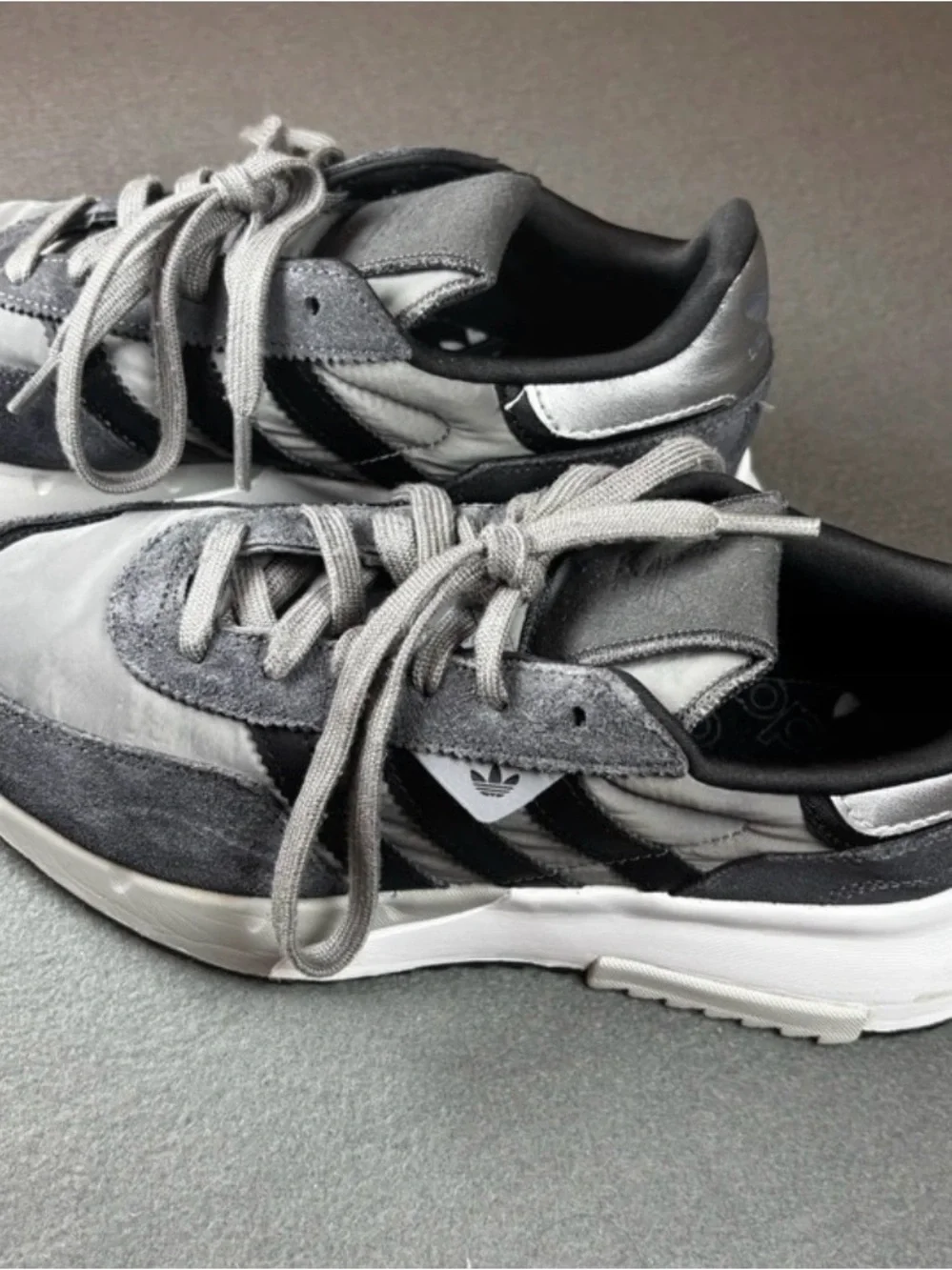 adidas Gray and Black Retro Running Sneakers